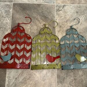 Colorful  metal Birdcage Wall Decor Set T24